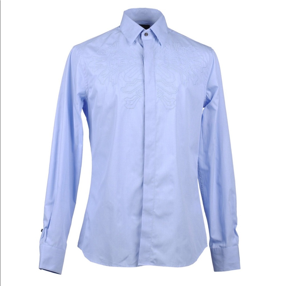 Class Roberto Cavalli Men blue embroidered shirt